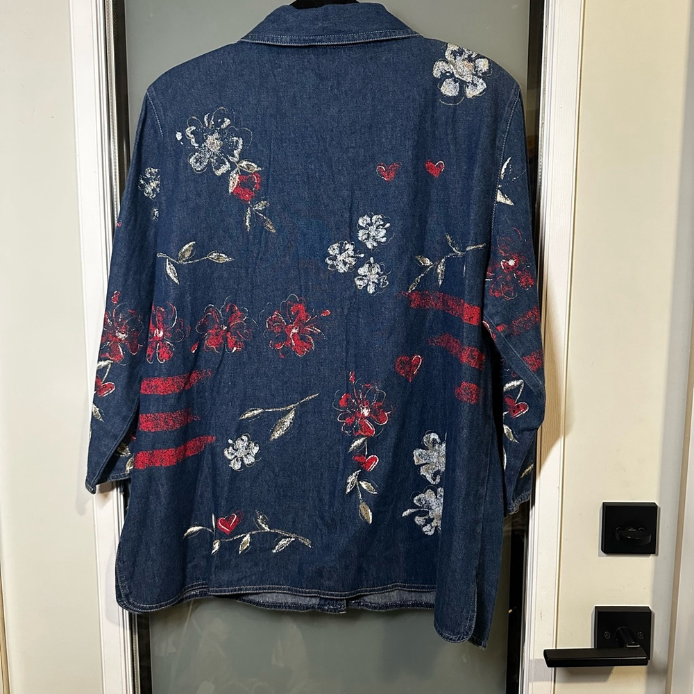KORET CITY BLUES Size L Printed and Sequined Denim Button-Up Shirt - Picture 6 of 7
